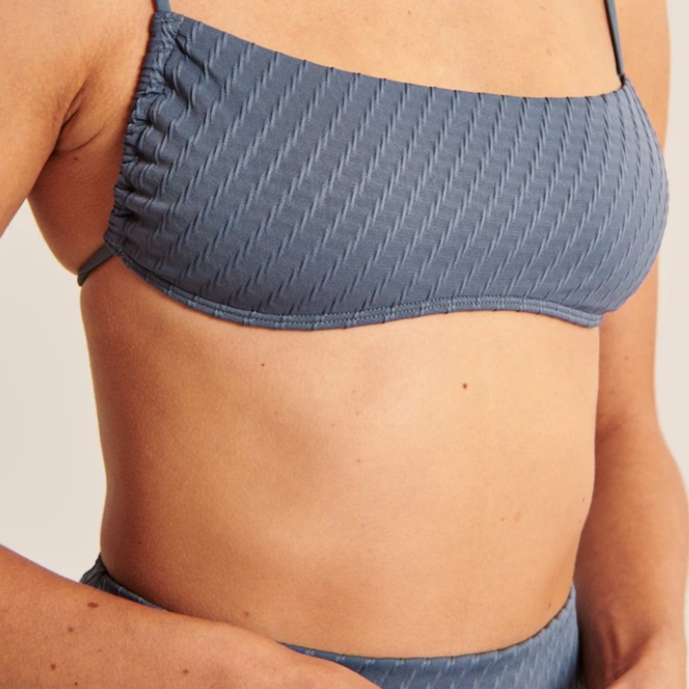 Abercrombie & Fitch XL Skinny Strap Bikini Top in Blue